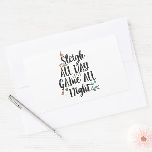 Sleigh All Day Game終夜のクリスマスおもしろい 長方形シール (封筒)