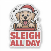 Sleigh All Day - Golden Retriever Holiday シール (正面)