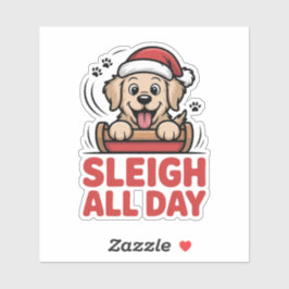 Sleigh All Day - Golden Retriever Holiday シール