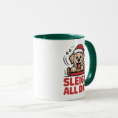 Sleigh All Day Joyful Retriever Christmas マグカップ (正面右)