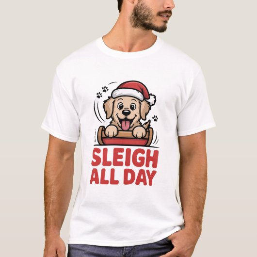 Sleigh All Day Joyful Retriever Tシャツ (正面)