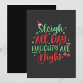 Sleigh All Day Naughty All Night Funny Christmas   招待状 (正面/裏面)