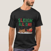 Sleigh All Day – Reindeer Burnout Christmas Tee Tシャツ (正面)