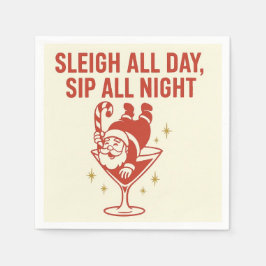 Sleigh All Day, Sip All Night – Cocktail Napkin スタンダードカクテルナプキン