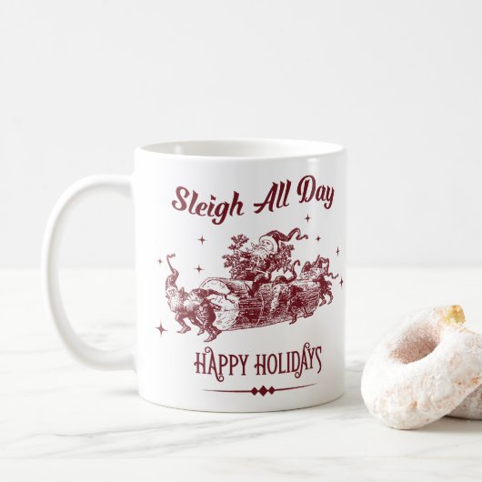 Sleigh All day Vintage Christmas コーヒーマグカップ (ドーナツ)