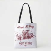 Sleigh All day Vintage Christmas トートバッグ (正面)