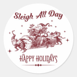 Sleigh All day Vintage Christmas ラウンドシール