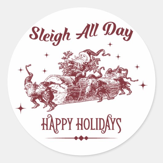 Sleigh All day Vintage Christmas ラウンドシール (正面)