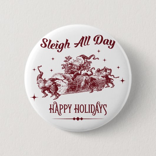 Sleigh All day Vintage Christmas 缶バッジ (正面)