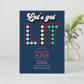 Sleigh Bell Electric Get Lit Retro Christmas Party 招待状 (スタンド正面)