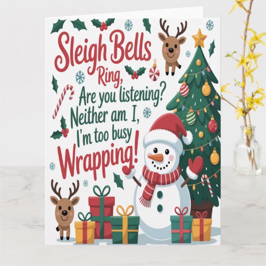 Sleigh Bells Ring Christmas カード (黄色い花)