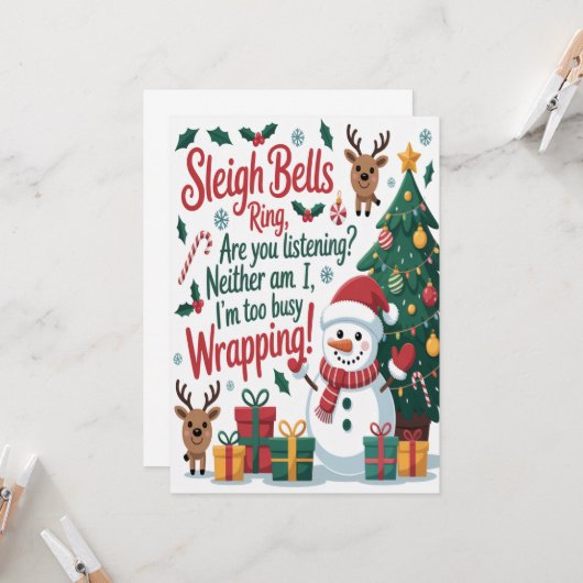 Sleigh Bells Ring Christmas カード (正面/裏面インサイチュ)