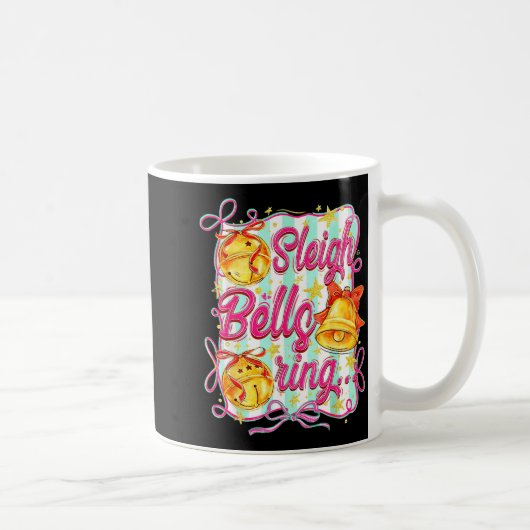 Sleigh Bells Ring Christmas Design For Girls  コーヒーマグカップ (右)