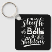 Sleigh bells & skeletons dancing funny christmas キーホルダー (正面)
