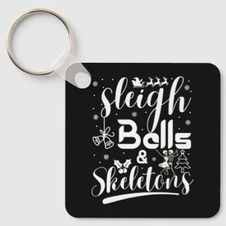 Sleigh bells & skeletons dancing funny christmas キーホルダー