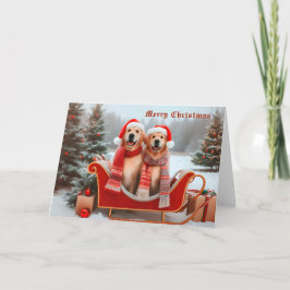Sleigh Christmas Cardのゴールデンレトリバー シーズンカード