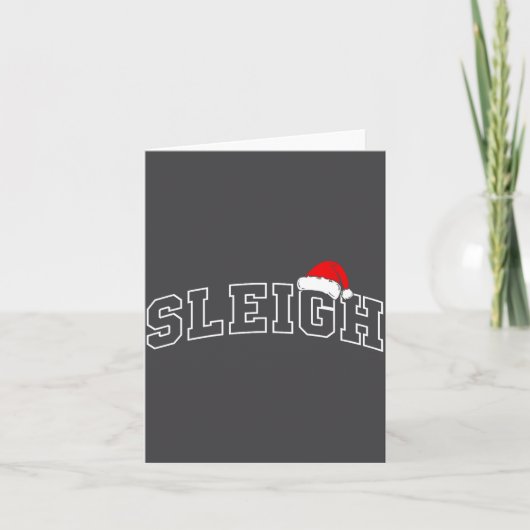 Sleigh Christmas Varsity Minimal Text Santa Hat Fa カード (正面)