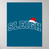 Sleigh Christmas Varsity Minimal Text Santa Hat Fa ポスター (正面)