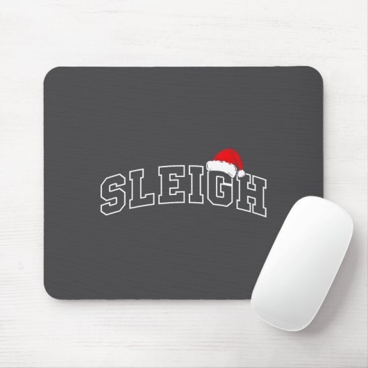 Sleigh Christmas Varsity Minimal Text Santa Hat Fa マウスパッド (マウス)