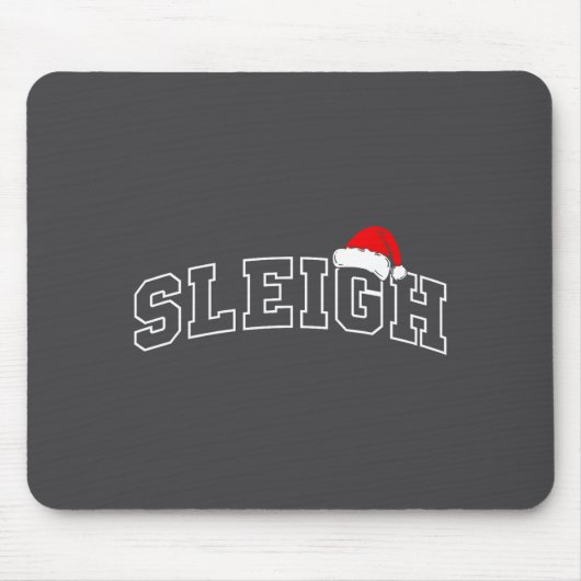 Sleigh Christmas Varsity Minimal Text Santa Hat Fa マウスパッド (正面)