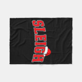 Sleigh Christmas Varsity Text With Santa Hat Famil フリースブランケット (正面(横))