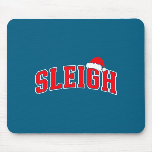 Sleigh Christmas Varsity Text With Santa Hat Famil マウスパッド (正面)