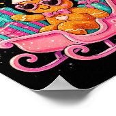 Sleigh Girl Cute Gingerbread Christmas Art  ポスター (角)