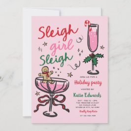 Sleigh Girl Sleigh Funny Christmas Cocktail Party 招待状