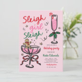 Sleigh Girl Sleigh Funny Christmas Cocktail Party 招待状 (スタンド正面)