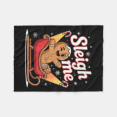 Sleigh Me Funny Adult Humor Gingerbread Man  フリースブランケット (正面(横))