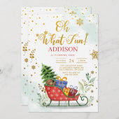 Sleigh Oh何おもしろい冬1st誕生日招待状 招待状 (正面/裏面)