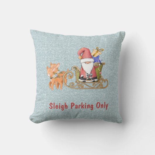 Sleigh Parking Onlyカスタマイズ可能なクリスマス クッション (正面)