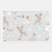 Sleigh Reindeer Pine Trees Pattern wrapping sheet ラッピングペーパーシート (正面2)