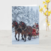 Sleigh rides and snowfall- Christmas Card カード (黄色い花)