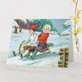 Sleigh riding at Christmas time Briefkaart カード (黄色い花)
