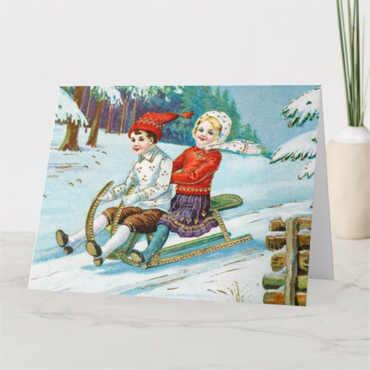 Sleigh riding at Christmas time Briefkaart カード (正面)