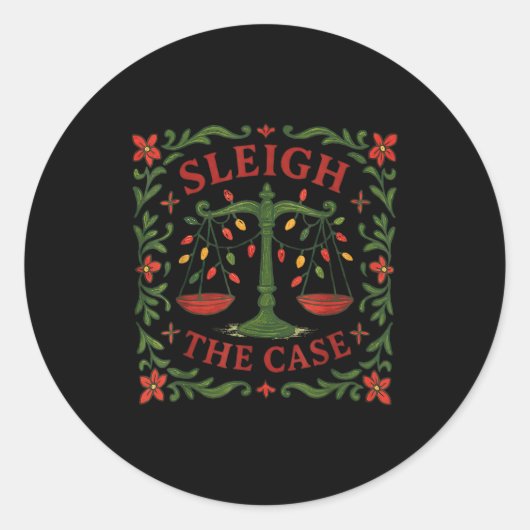 Sleigh The Case Funny Lawyer Xmas Design  ラウンドシール (正面)