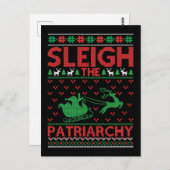 Sleigh The Patriarchy Feminist Christmas ポストカード (正面/裏面)