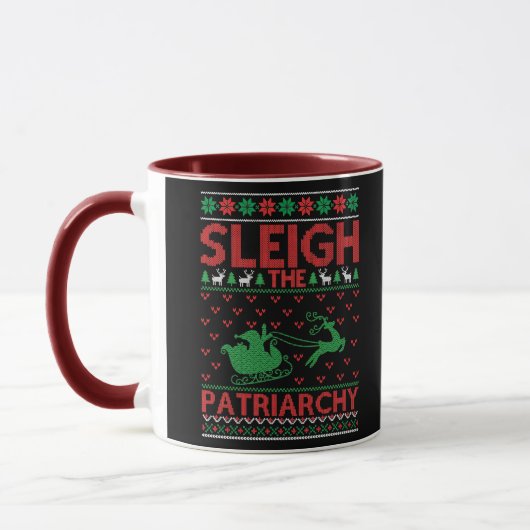 Sleigh The Patriarchy Feminist Christmas マグカップ (左)