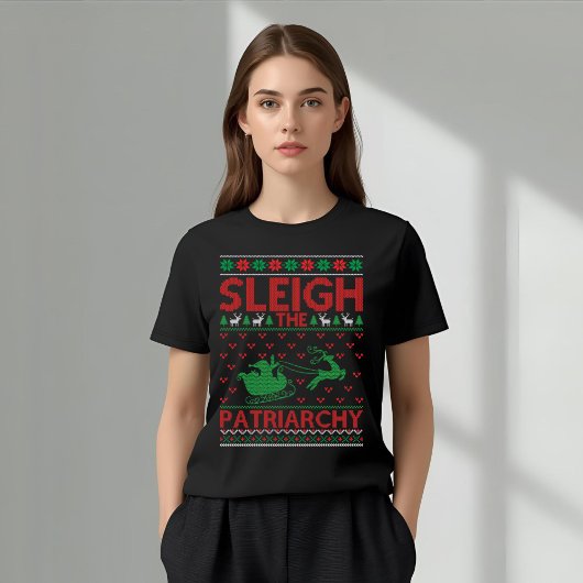 Sleigh The Patriarchy Feminist Christmas Tシャツ
