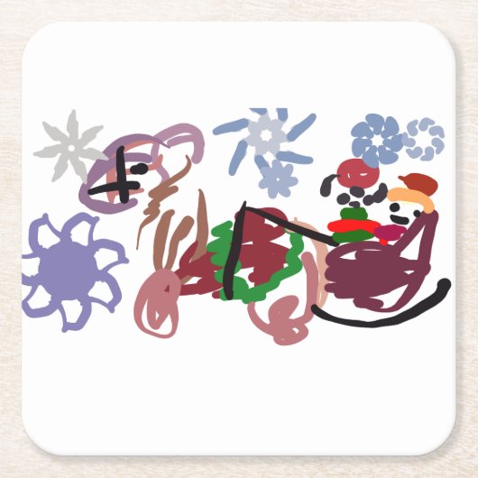  Sleigh winter  スクエアペーパーコースター (正面)