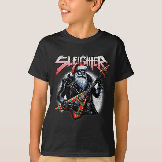 Sleigher Hail Santa Heavy Metal Christmas For Men  Tシャツ (正面)