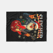 Sleigher Rock Santa Funny Metal Christmas Design  フリースブランケット (正面(横))