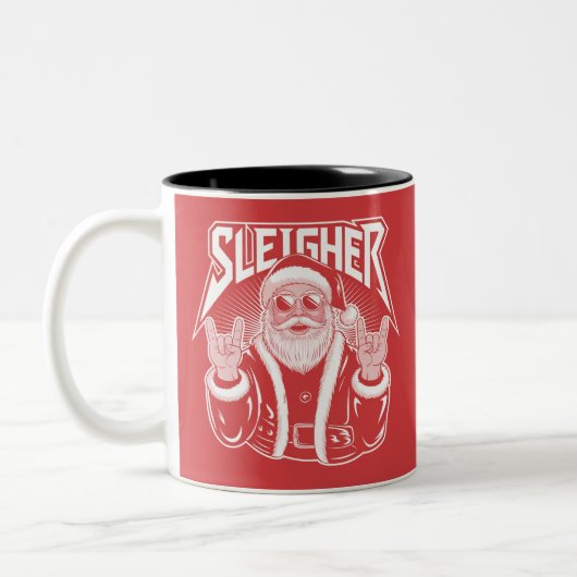Sleigher Santa Claus Funny Metal Christmas Rock  ツートーンマグカップ (左)
