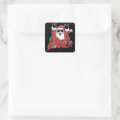 Sleigher Santa Claus Metal Christmas Funny Hail  スクエアシール (バッグ)