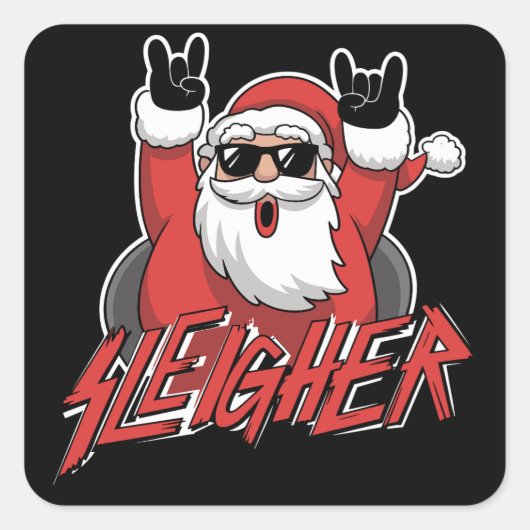 Sleigher Santa Claus Metal Christmas Funny Hail  スクエアシール (正面)