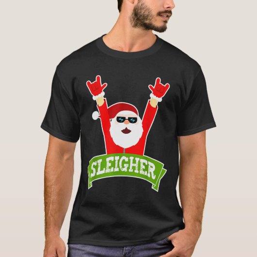 Sleigher Ugly Sweater Heavy Metal Christmas Sweate Tシャツ (正面)