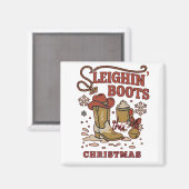 Sleighin Boots This Christmas Funny West Cowboy   マグネット (正面/裏面)
