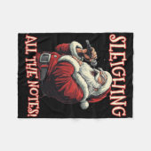 Sleighing All The Notes Santa Christmas Music Sant フリースブランケット (正面(横))