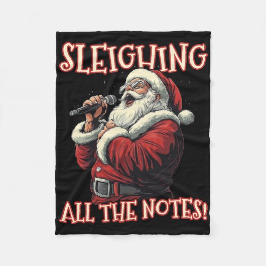 Sleighing All The Notes Santa Christmas Music Sant フリースブランケット (正面)